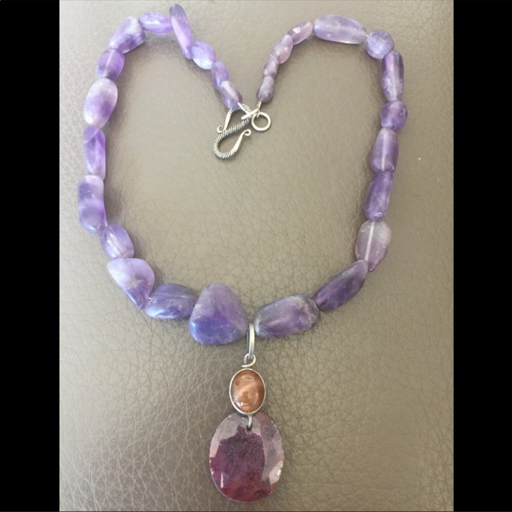 Organic raw ruby charm necklace